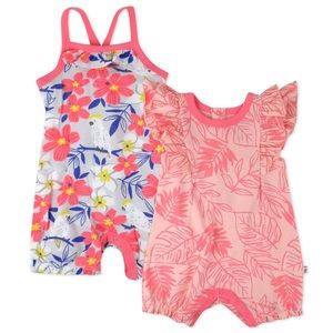 0-3 M 2-PIECE ORGANIC COTTON FLUTTER SLEEVE AND SLEEVELESS ROMPER SET